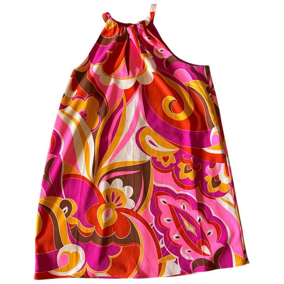 Express Halter Mini Dress Size Medium Groovy Mod Retro Barbie Colorful Funky - Picture 2 of 6